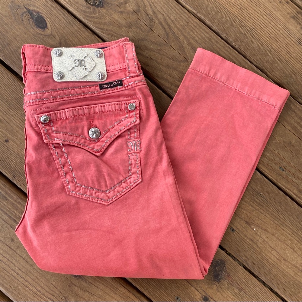 Miss Me Capri Rhinestone Coral 28